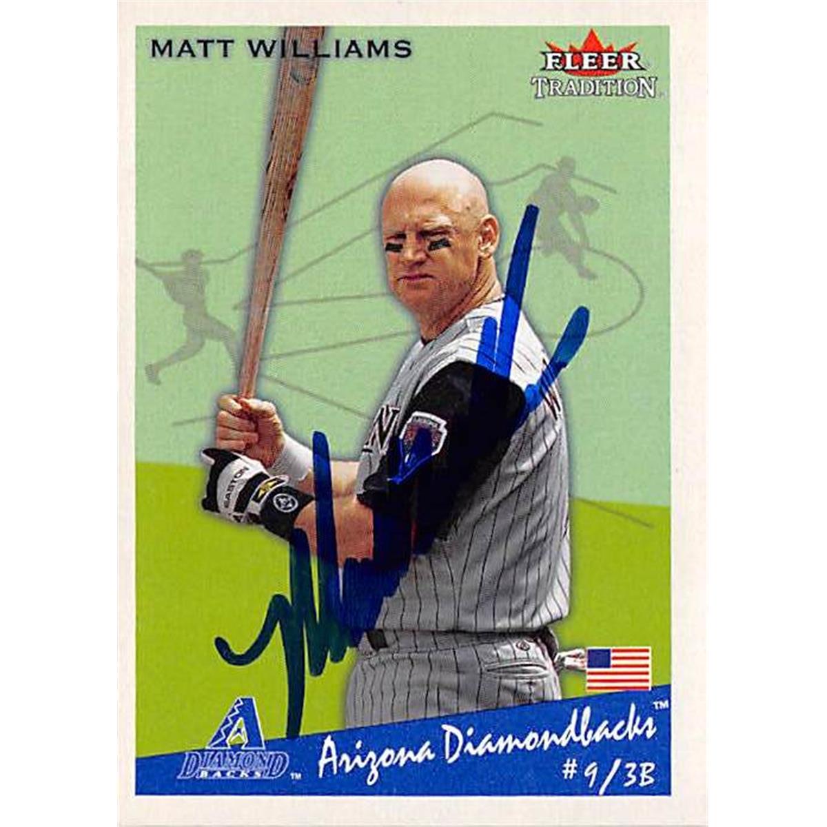 344561 Matt Williams Autographed Baseball Card - Arizona Diamondbacks 2002 Fleer Tradition No. 190
