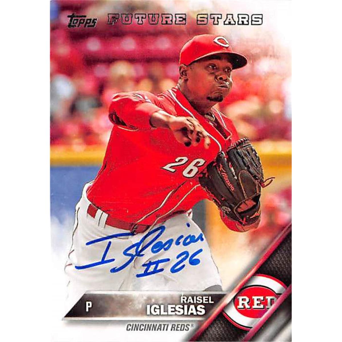 Picture of Autograph Warehouse 344562 Raisel Iglesias Autographed Baseball Card - Cincinnati Reds 2016 Topps No. 585 Future Stars