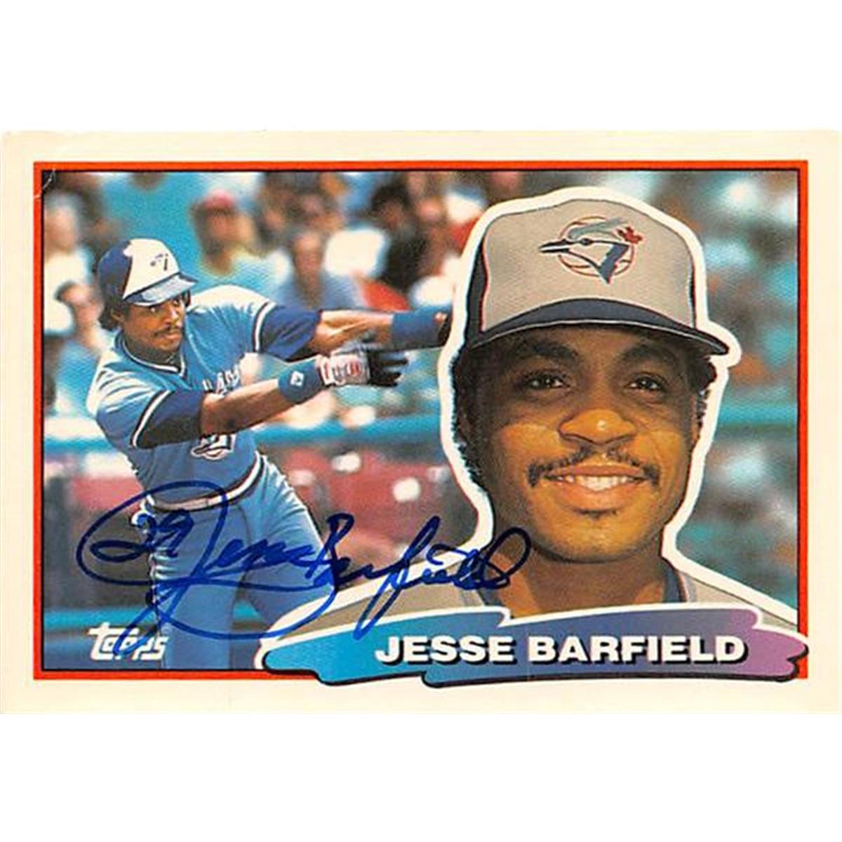 344580 Jesse Barfield Autographed Baseball Card - Toronto Blue Jays 1988 Topps No. 92 Big
