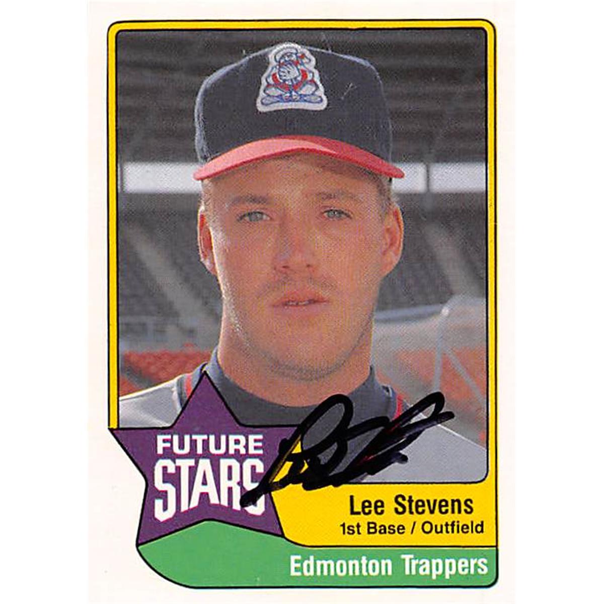 344630 Lee Stevens Autographed Baseball Card - Minor League, Edmonton Trappers 1989 CMC No. 44