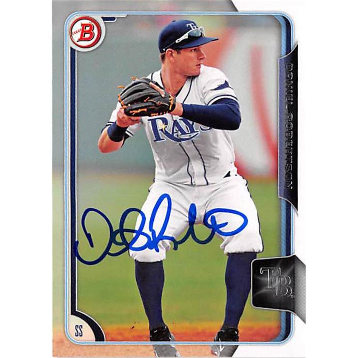 344670 Daniel Robertson Autographed Baseball Card - Tampa Bay Rays 2015 Topps Bowman No. 175 Rookie