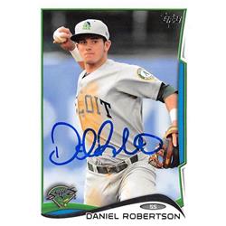 344675 Daniel Robertson Autographed Baseball Card - Oakland Athletics Beloit Snappers 2014 Topps Pro Debut No. 56 Rookie