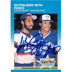 344690 Harold Baines Jesse Barfield Autographed Baseball Card - Chicago White Sox Blue Jays 1986 Fleer No. 643