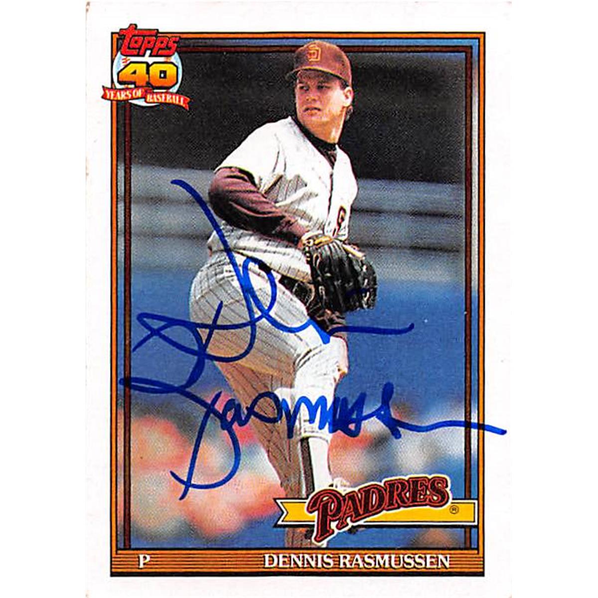 302114 Dennis Rasmussen Autographed Baseball Card - San Diego Padres 1991 Topps No. 774