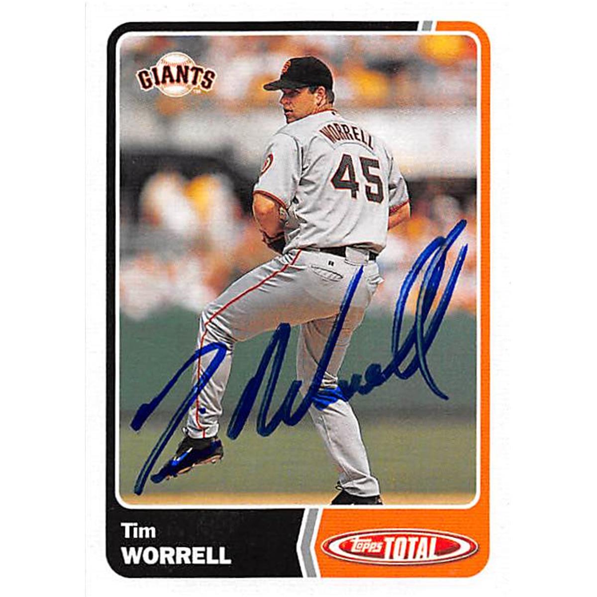 302118 Tim Worrell Autographed Baseball Card - San Francisco Giants 2003 Topps Total No. 721