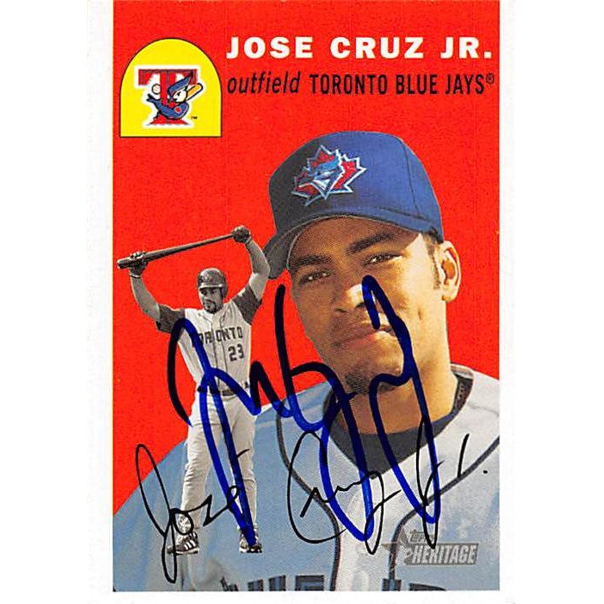 302165 Jose Cruz Jr. Autographed Baseball Card - Toronto Blue Jays, FT 2003 Topps Heritage No. 2