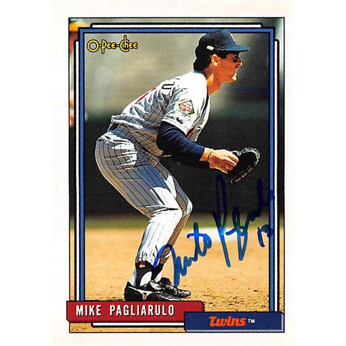 Picture of Autograph Warehouse 302210 Mike Pagliarulo Autographed Baseball Card - Minnesota Twins 1992 O-Pee-Chee No. 721