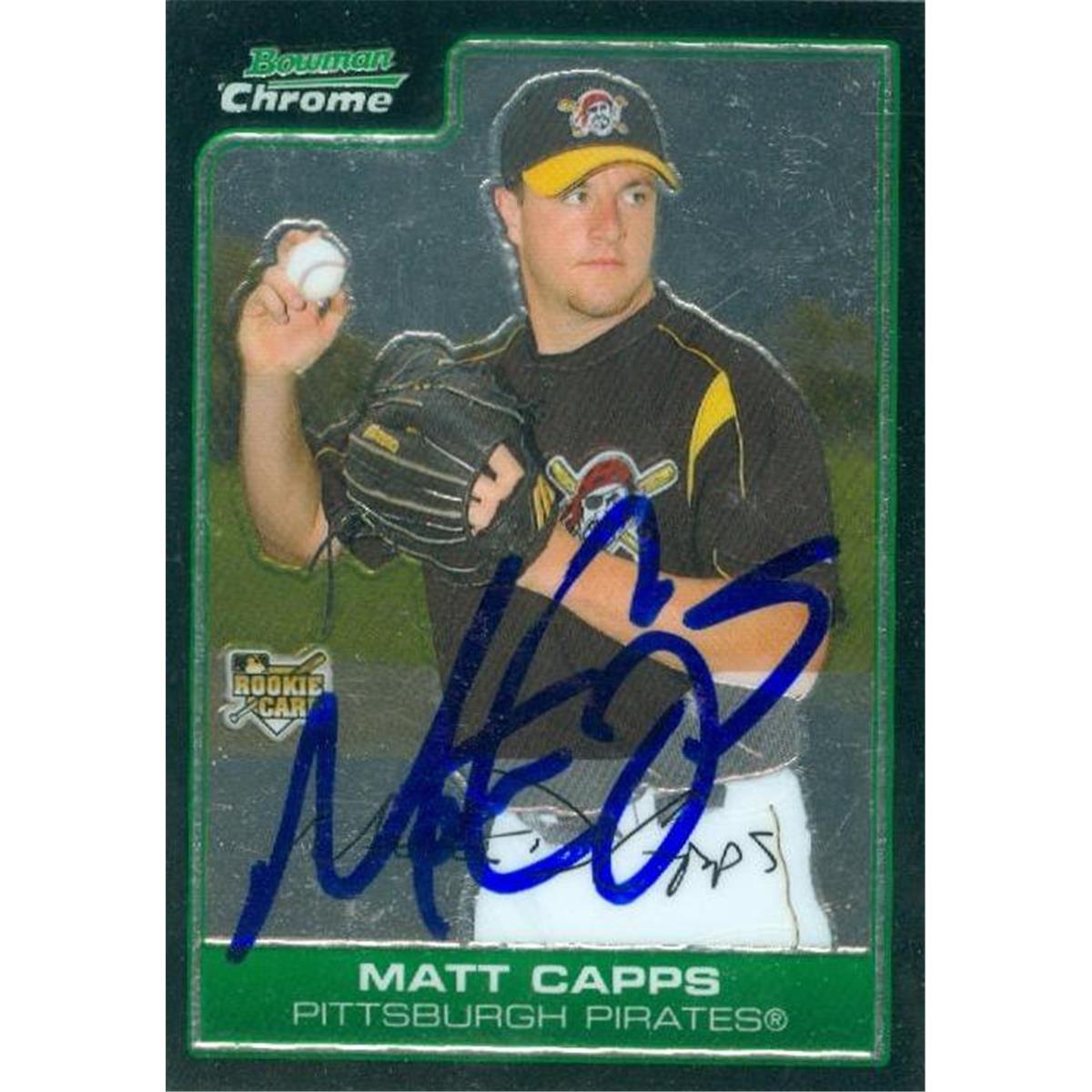 Picture of Autograph Warehouse 302245 Matt Capps Autographed Baseball Card - Pittsburgh Pirates, SC 2006 Bowman Chrome No. 205 Rookie