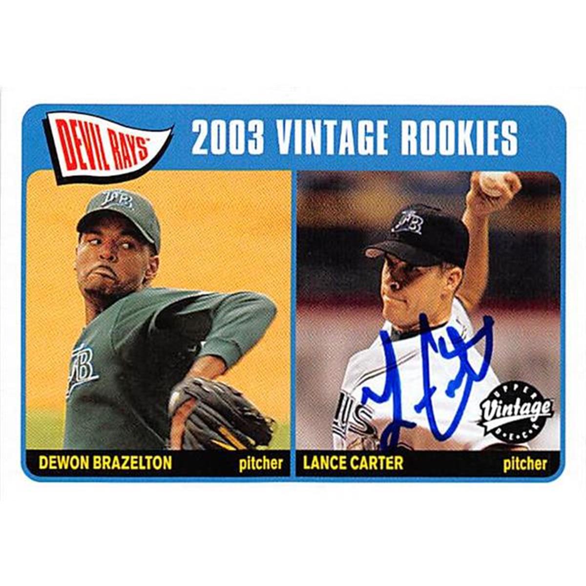 Picture of Autograph Warehouse 302284 Lance Carter Autographed Baseball Card - Tampa Rays 2003 Upper Deck Vintage No. 231 Rookie
