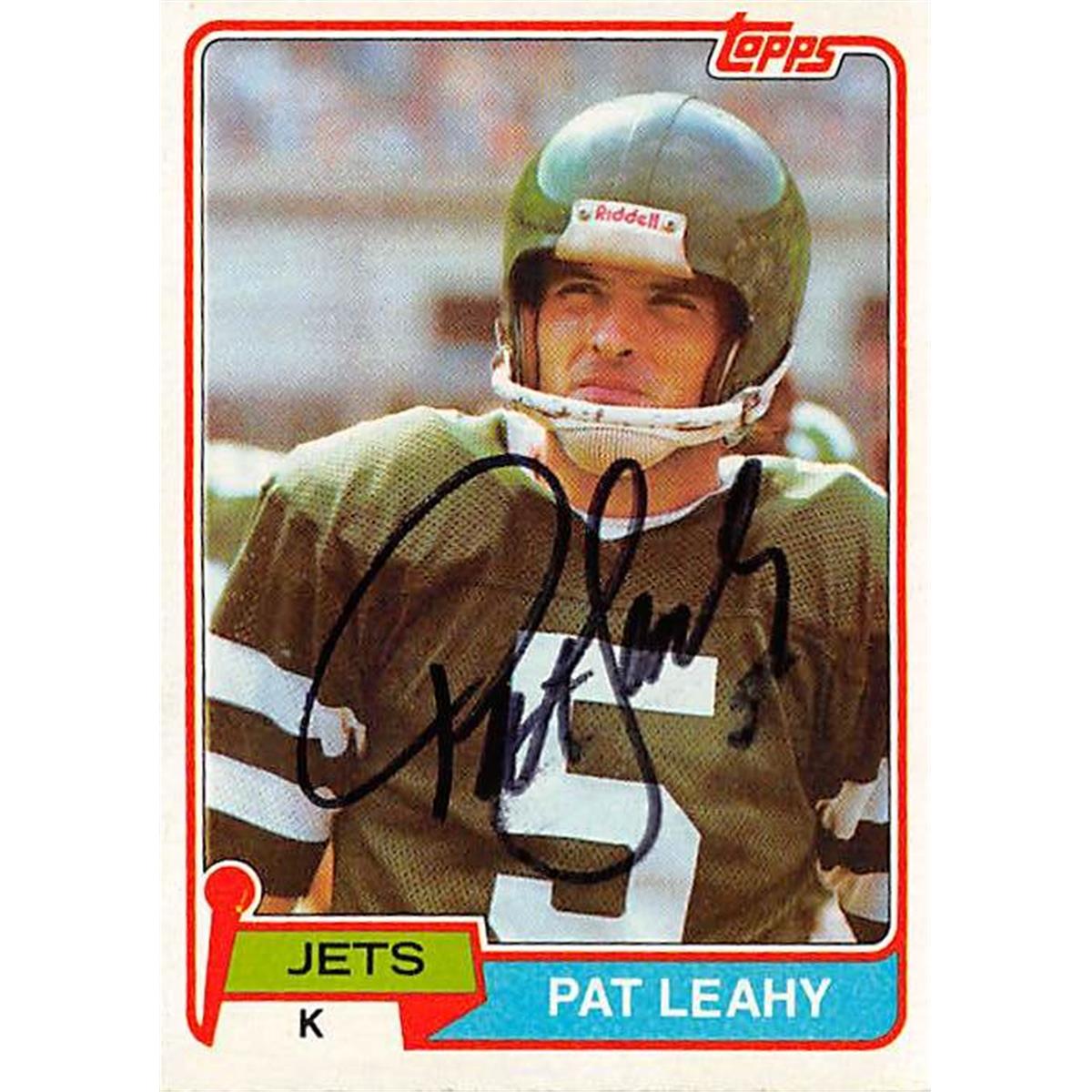 Picture of Autograph Warehouse 302340 Pat Leahy Autographed Football Card - New York Jets 1981 Topps No. 177