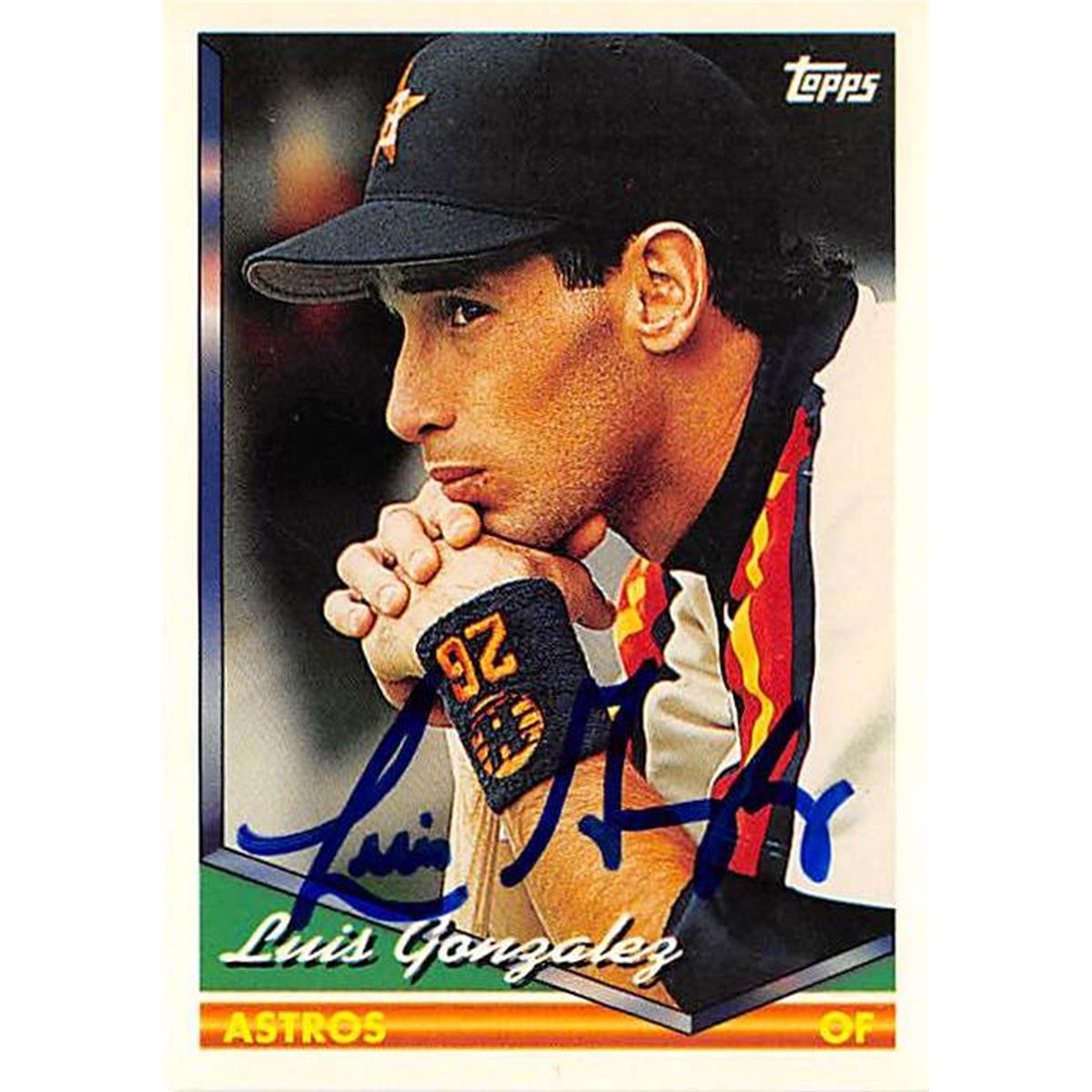 302409 Luis Gonzalez Autographed Baseball Card - Houston Astros SC 1994 Topps No. 484