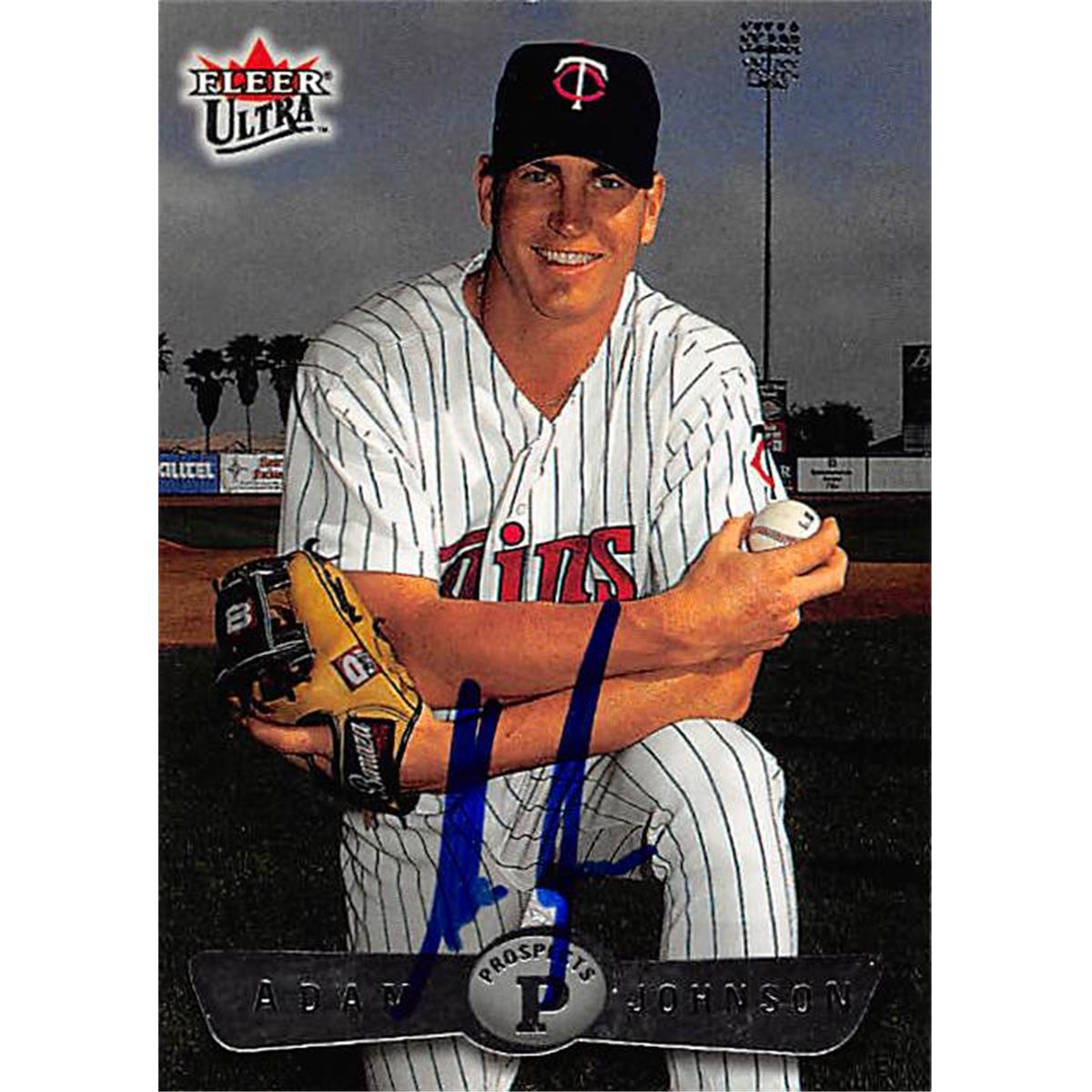 344166 Adam Johnson Autographed Baseball Card - Minnesota Twins, FT 2002 Fleer Ultra Prospects No. 270