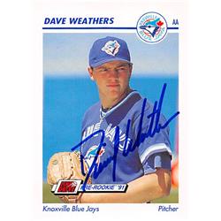 344182 Dave Weathers Autographed Baseball Card - Toronto Blue Jays, FT 1991 Impel Minor League Pre Rookie No. 371