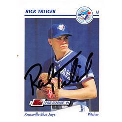 344184 Rick Trlicek Autographed Baseball Card - Toronto Blue Jays, FT 1991 Impel Minor League Pre Rookie No. 369