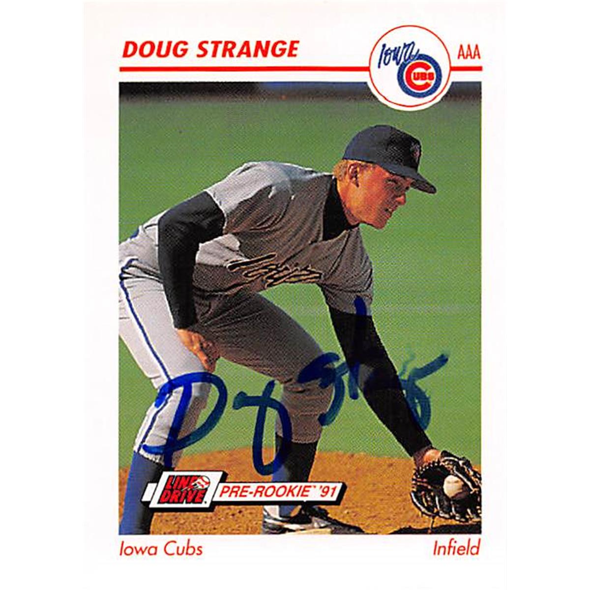 344190 Doug Strange Autographed Baseball Card - Chicago Cubs, FT 1991 Impel Minor League Pre Rookie No. 219