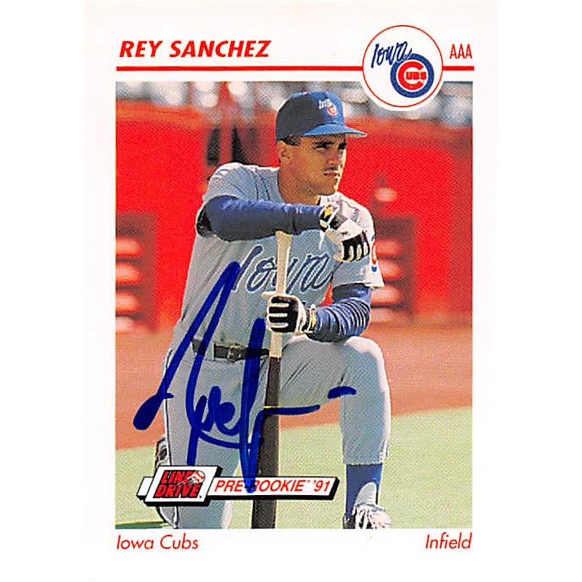 344192 Rey Sanchez Autographed Baseball Card - Chicago Cubs, FT 1991 Impel Minor League Pre Rookie No. 216