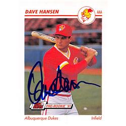 344204 Dave Hansen Autographed Baseball Card - Los Angeles Dodgers, FT 1991 Impel Minor League Pre Rookie No. 7