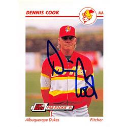 344209 Dennis Cook Autographed Baseball Card - Los Angeles Dodgers, FT 1991 Impel Minor League Pre Rookie No. 4