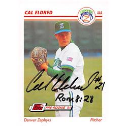 344212 Cal Eldred Autographed Baseball Card - Milwaukee Brewers, FT 1991 Impel Minor League Pre Rookie No. 135