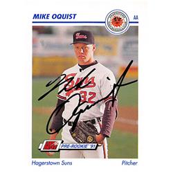 344230 Mike Oquist Autographed Baseball Card - Baltimore Orioles, FT 1991 Impel Minor League Pre Rookie No. 241