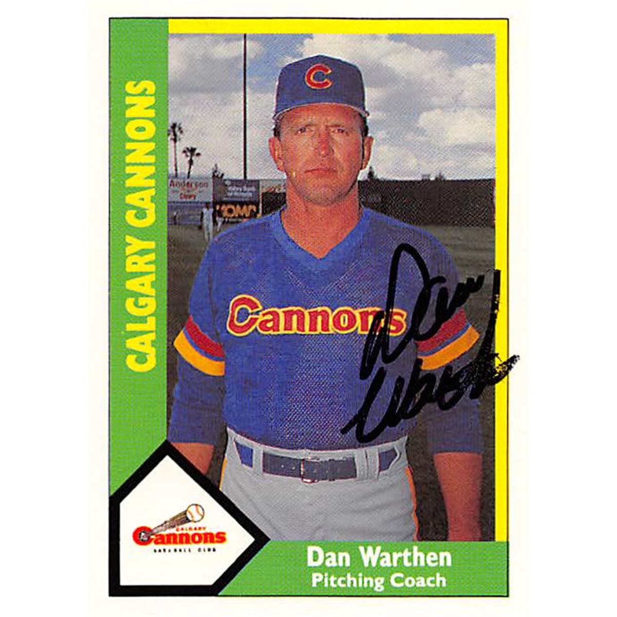 344276 Dan Warthen Autographed Baseball Card - Calgary Cannons, Mariners 1990 CMC Minor League No. 451