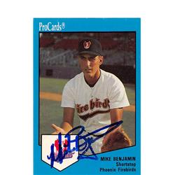 344308 Mike Benjamin Autographed Baseball Card - Phoenix Firebirds 1989 ProCards No. 1500 Minor League Rookie