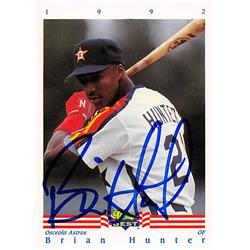 344335 Brian Hunter Autographed Baseball Card - Osceola Astros 1992 Classic Best No. 206 Minor League Rookie