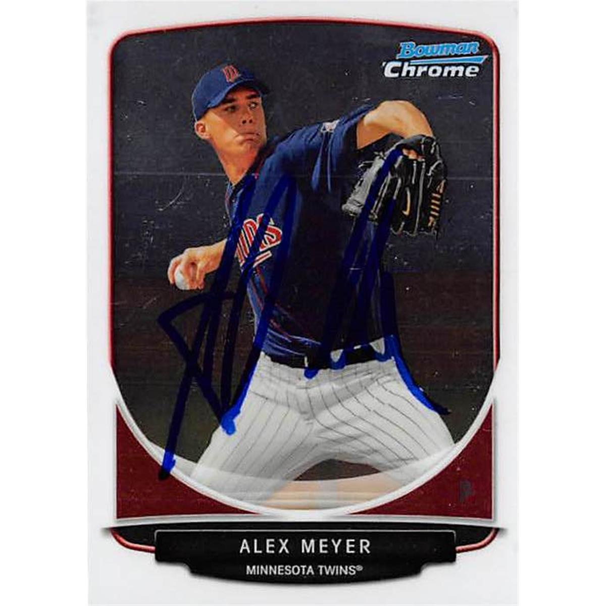 344393 Alex Meyer Autographed Baseball Card - Minnesota Twins 2013 Topps Bowman Chrome No. BCP80 Rookie