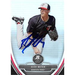 344395 Alex Meyer Autographed Baseball Card - Minnesota Twins 2013 Topps Bowman Platinum No. BPP51 Rookie Refractor