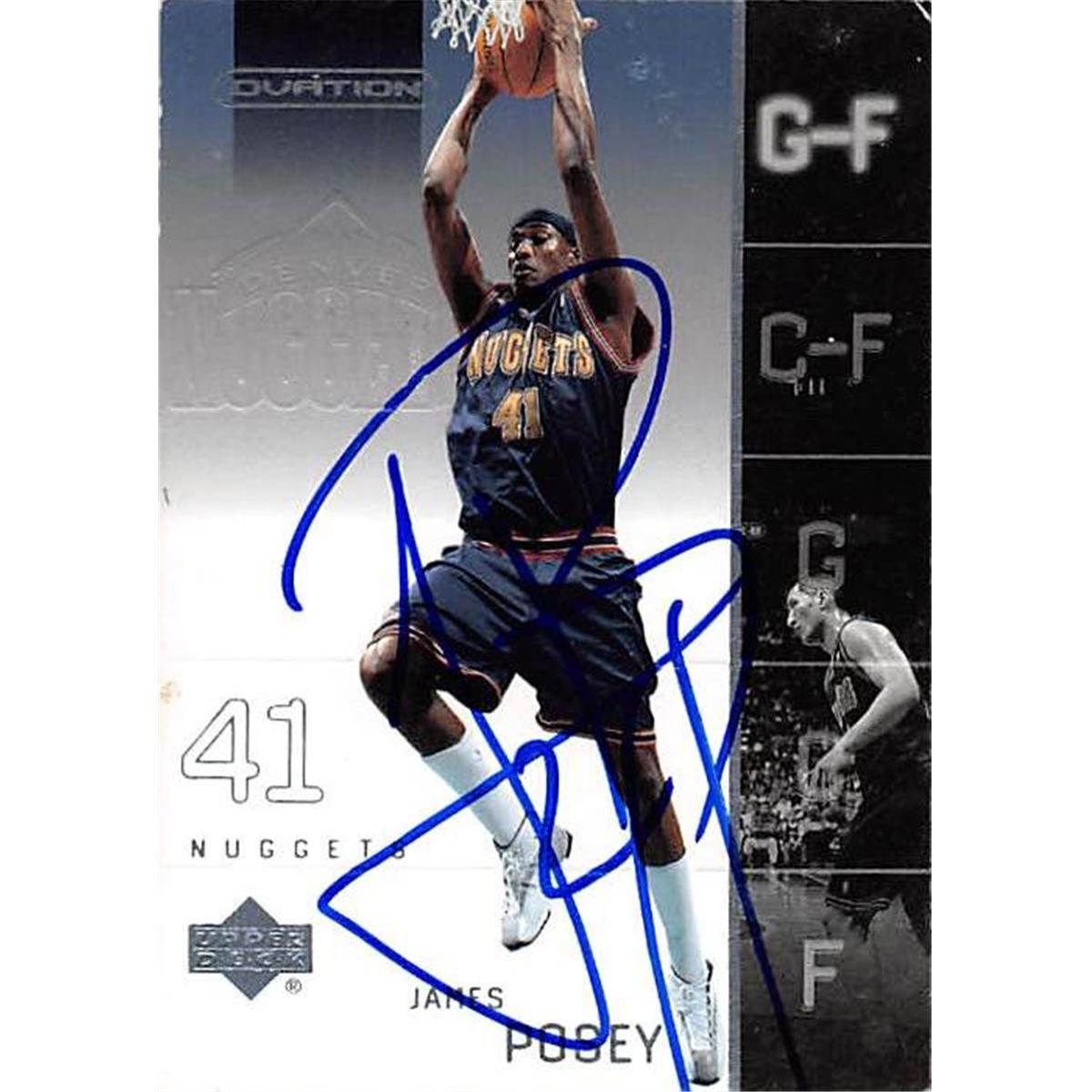 344431 James Posey Autographed Basketball Card - Denver Nuggets 2002 Upper Deck Ovation No. 19