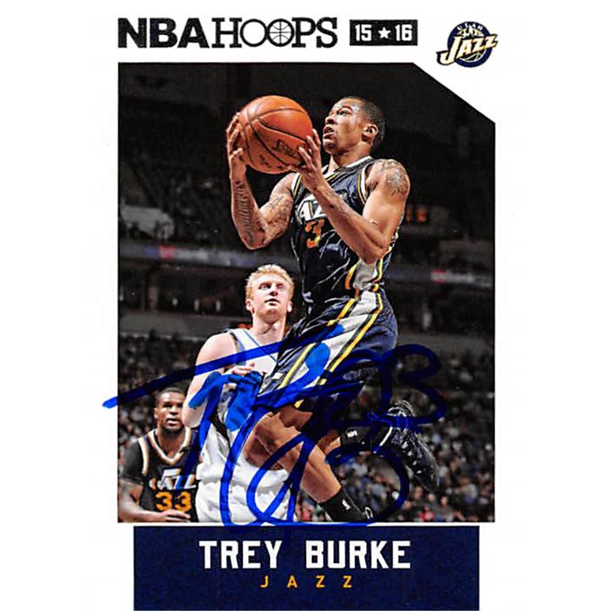 Picture of Autograph Warehouse 344437 Trey Burke Autographed Basketball Card - Utah Jazz 2015 Panini Hoops No. 150