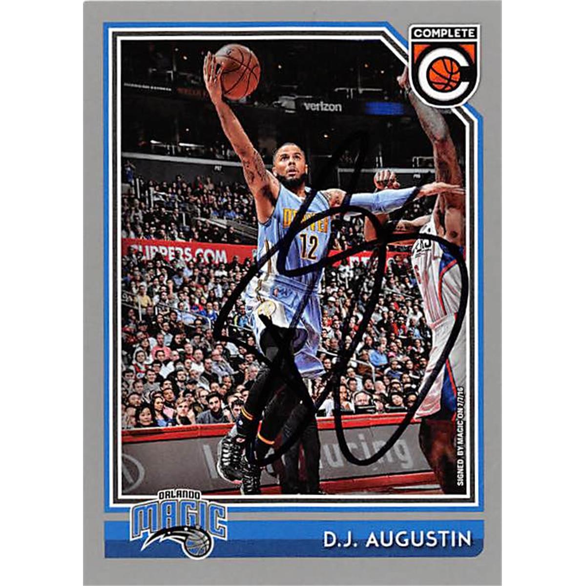 Picture of Autograph Warehouse 344444 D.J. Augustin Autographed Basketball Card - Orlando Magic 2016 Panini Complete No. 182