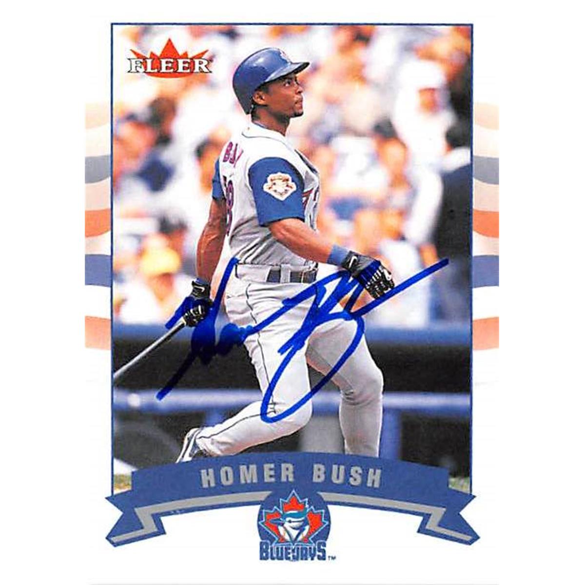 301829 Homer Bush Autographed Baseball Card - Toronto Blue Jays 2002 Fleer No. 324