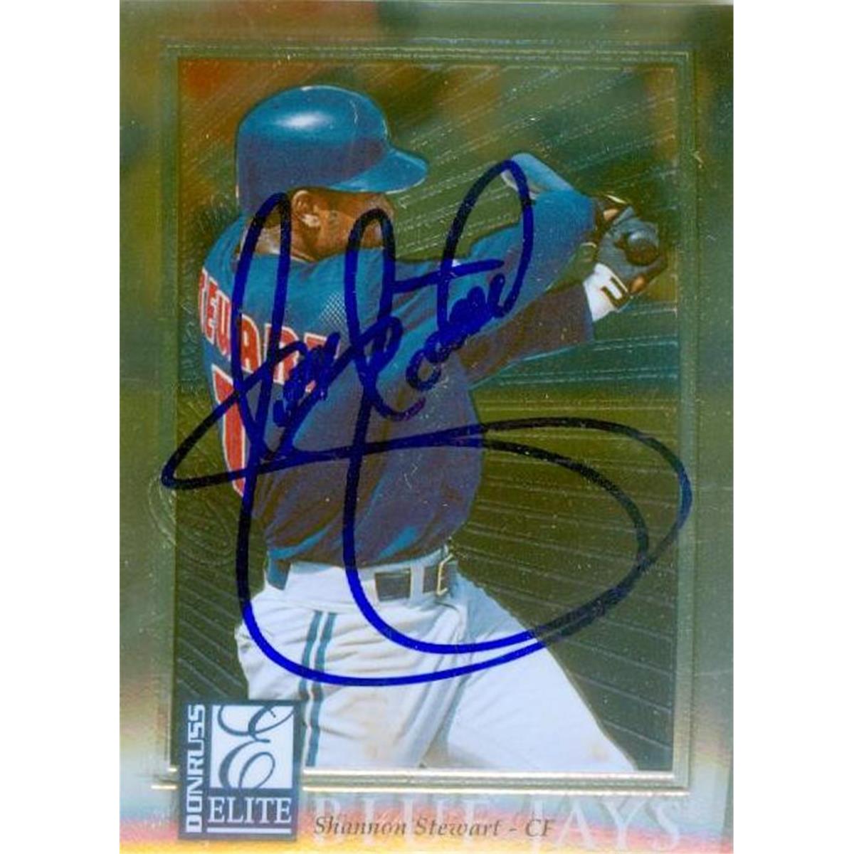 301831 Shannon Stewart Autographed Baseball Card - Toronto Blue Jays, SC 1998 Donruss Elite Chrome No. 72