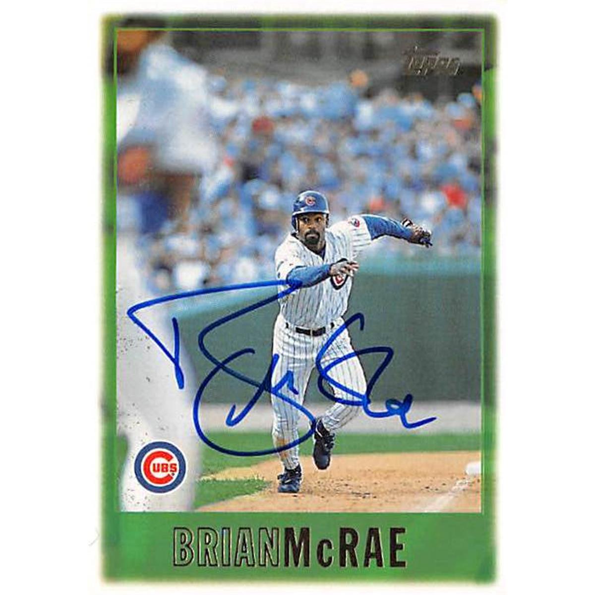 301963 Brian McRae Autographed Baseball Card - Chicago Cubs 1997 Topps No. 74