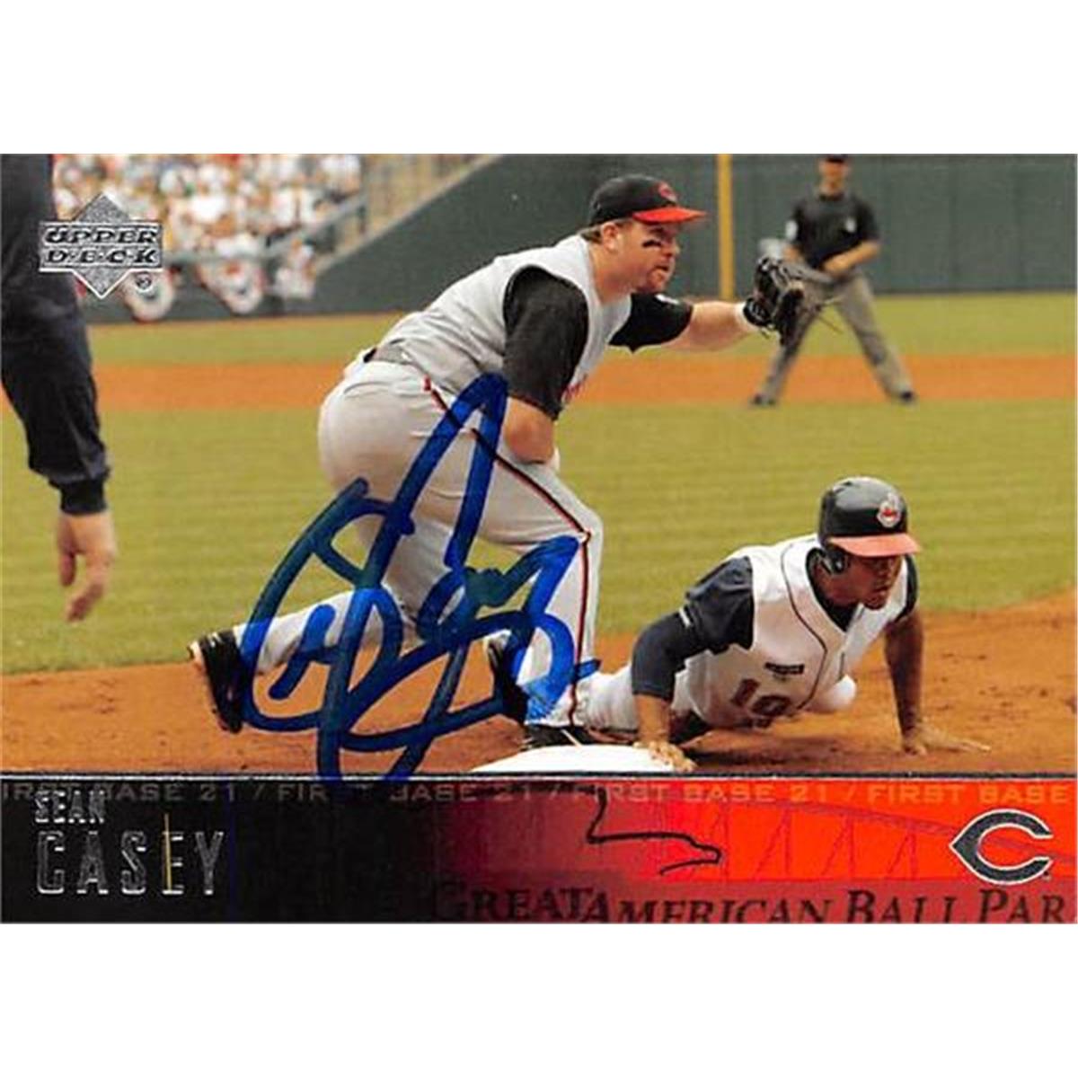 301973 Sean Casey Autographed Baseball Card - Cincinnati Reds 2003 Upper Deck No. 247