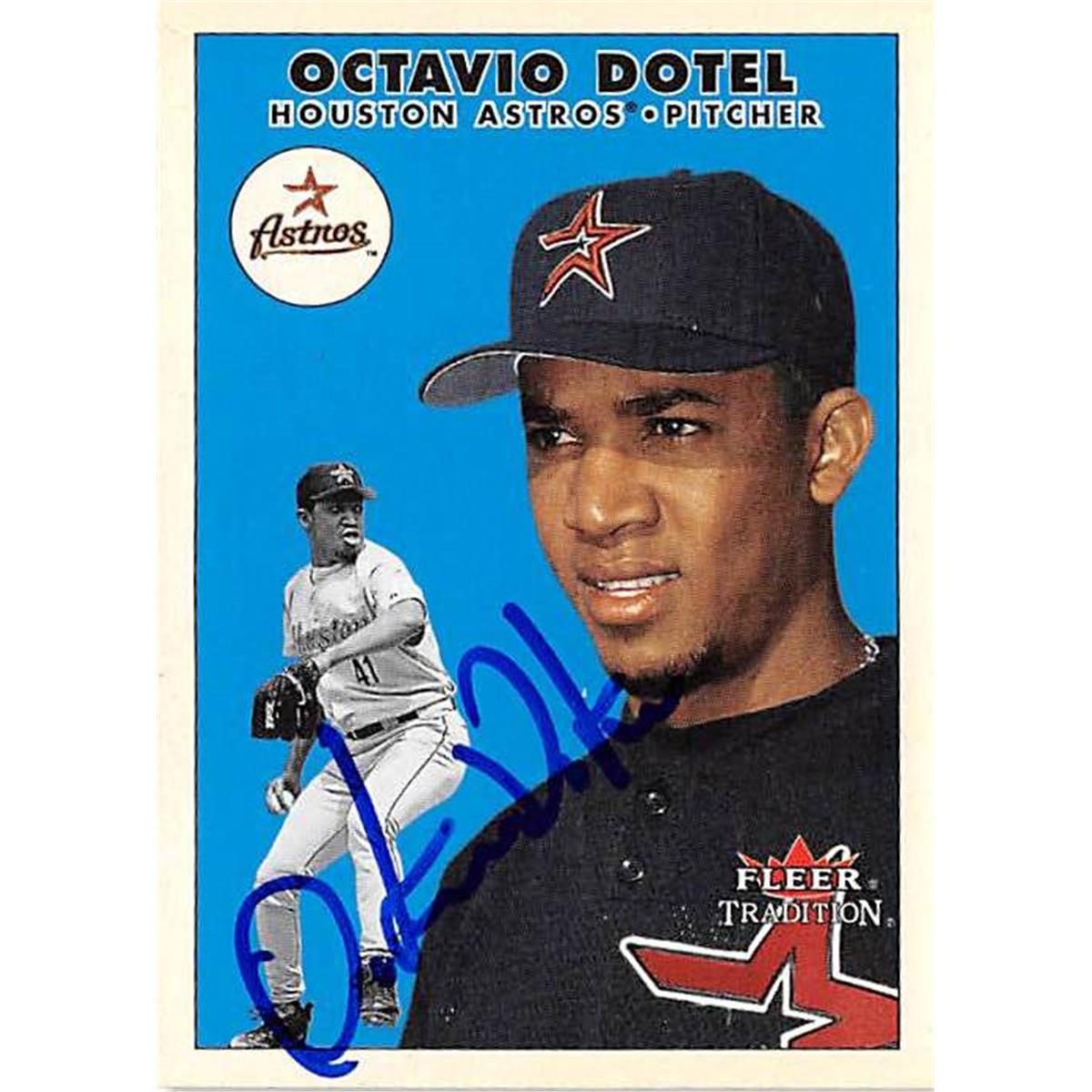 302007 Octavio Dotel Autographed Baseball Card - Houston Astros SC 2000 Fleer Tradition No. U48