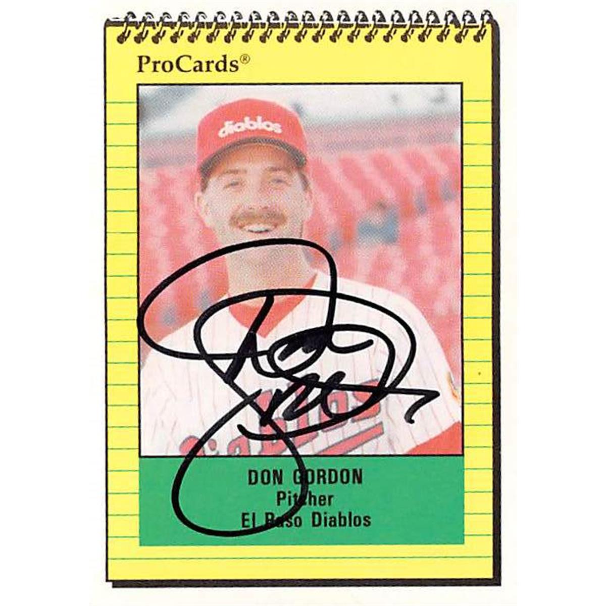 302046 Don Gordon Autographed Baseball Card - Milwaukee Brewers, El Paso 1991 ProCards Pre Rookie No. 2742