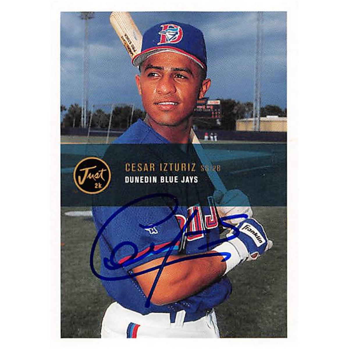 343830 Cesar Izturiz Autographed Baseball Card - Toronto Blue Jays, FT 2000 Just Minors No. 50 Rookie
