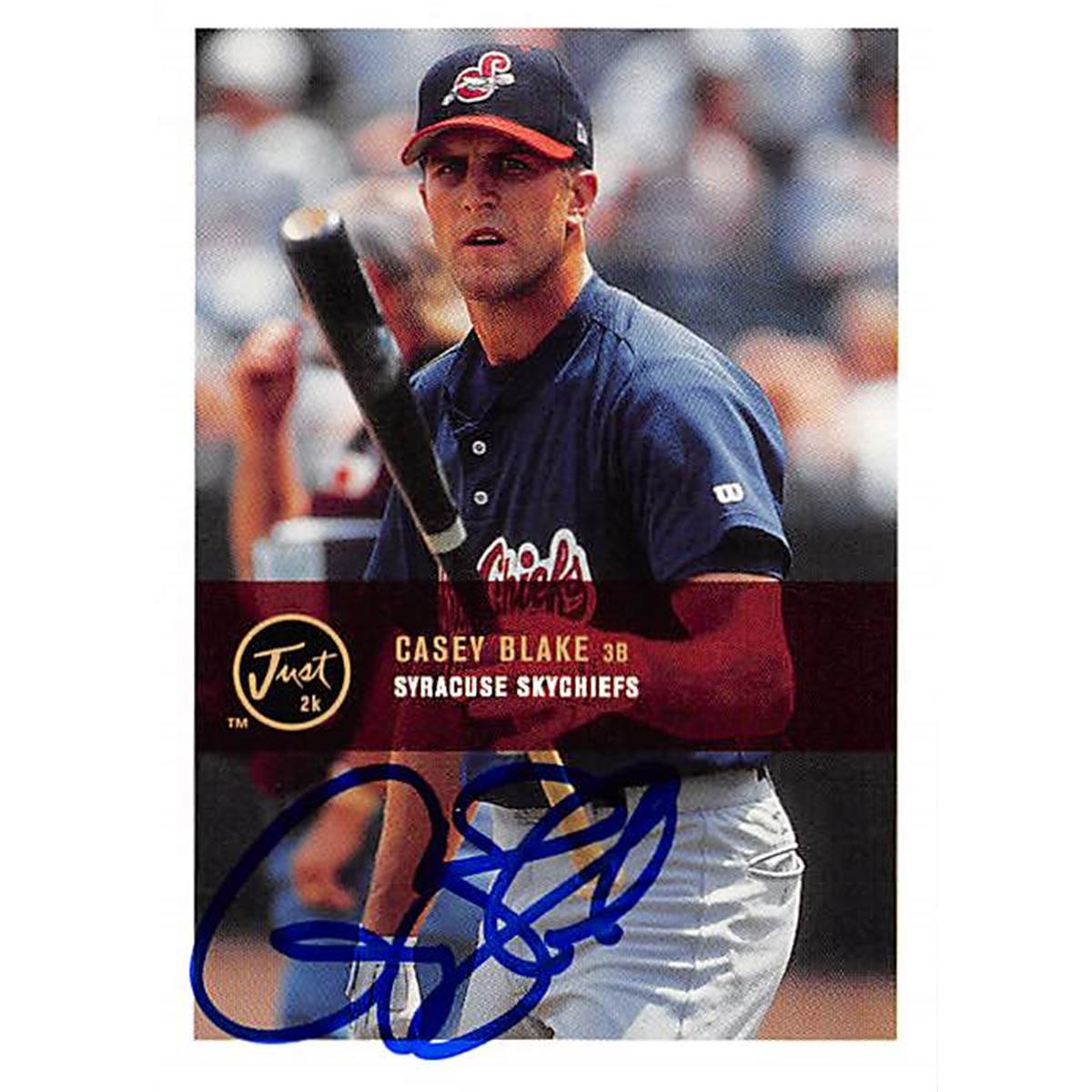 343836 Casey Blake Autographed Baseball Card - Toronto Blue Jays, FT 2000 Just Minors No. 111 Rookie