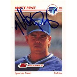 343843 Marty Pevey Autographed Baseball Card - Toronto Blue Jays, Syracuse Chiefs FT 1991 Impel Pre Rookie No. 513