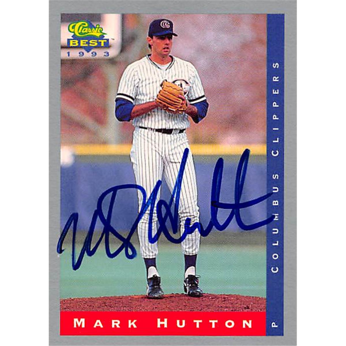 343863 Mark Hutton Autographed Baseball Card - New York Yankees, FT 1993 Classic Best No. 75 Rookie