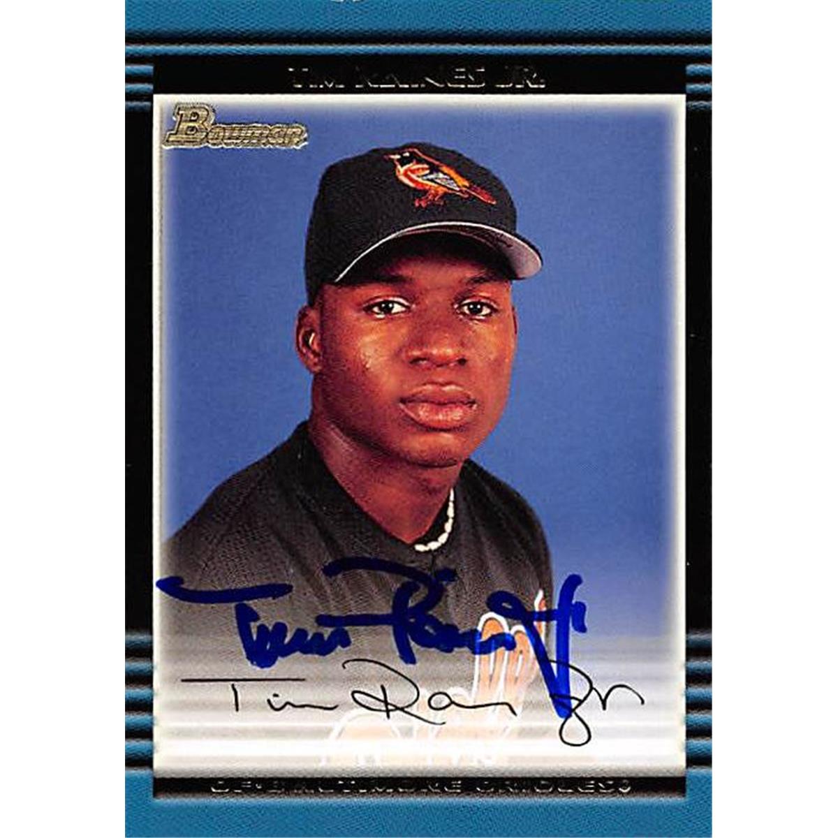 343915 Tim Raines Jr. Autographed Baseball Card - Baltimore Orioles, FT 2002 Bowman No. 228