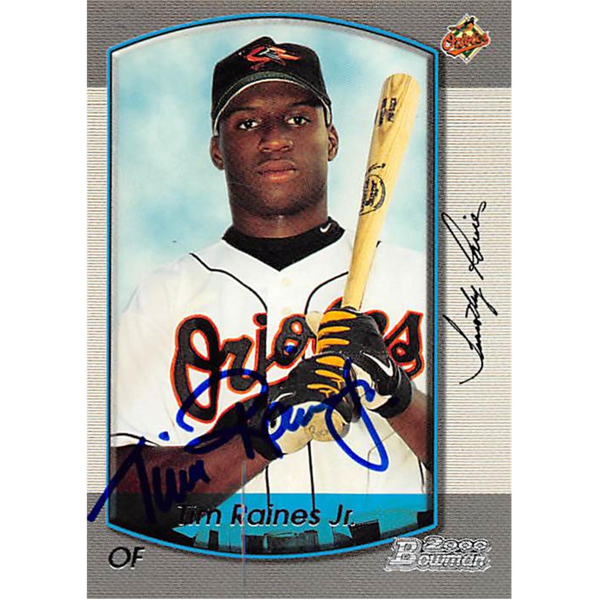 343919 Tim Raines Jr. Autographed Baseball Card - Baltimore Orioles, FT 2000 Bowman No. 332