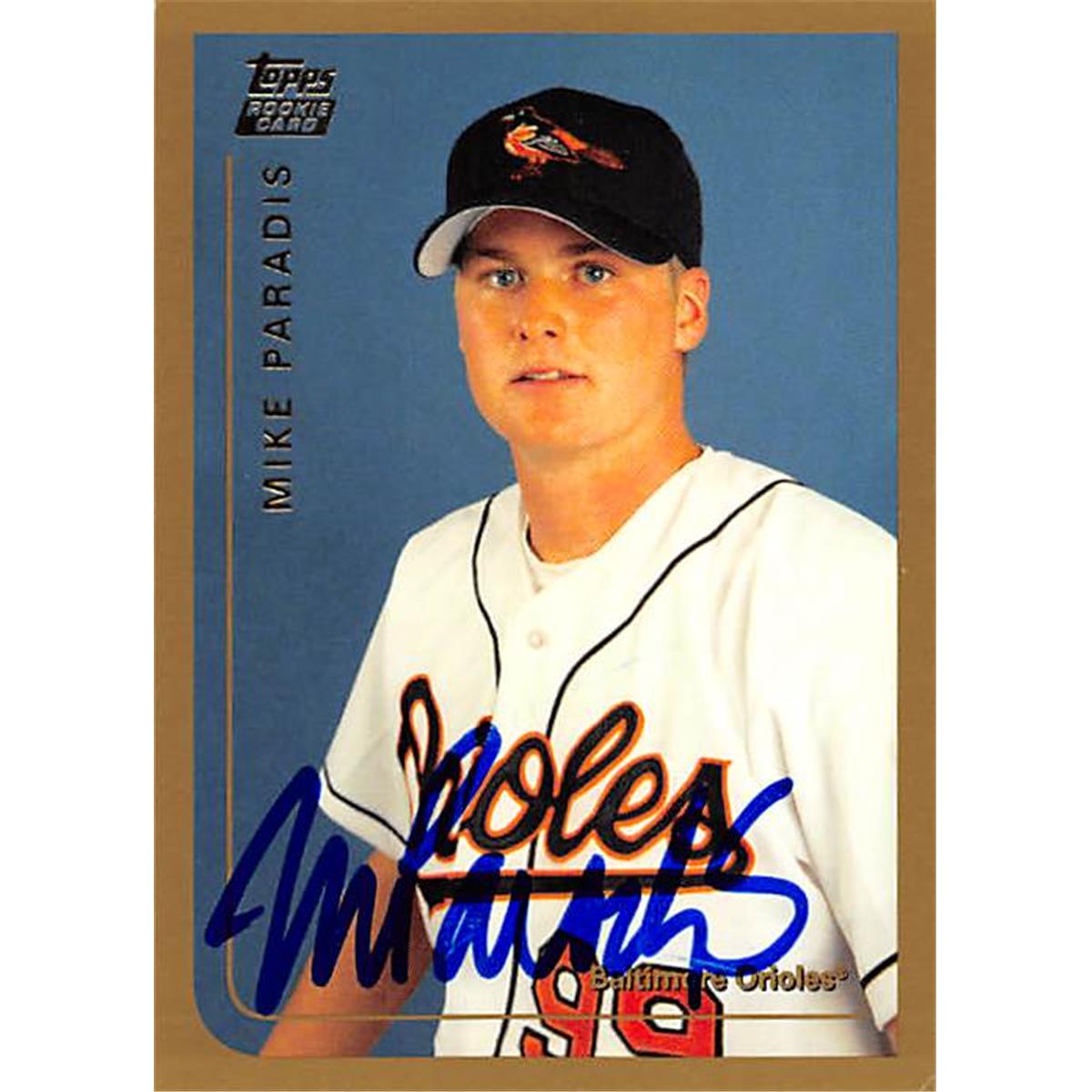 343934 Mike Paradis Autographed Baseball Card - Baltimore Orioles, FT 2000 Topps No. T69 Rookie