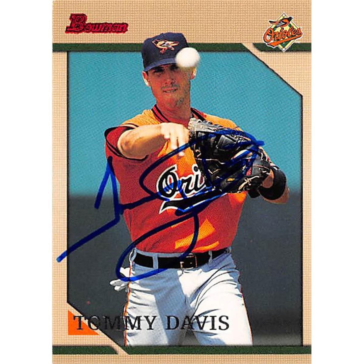 343979 Tommy Davis Autographed Baseball Card - Baltimore Orioles, FT 1996 Bowman No. 375