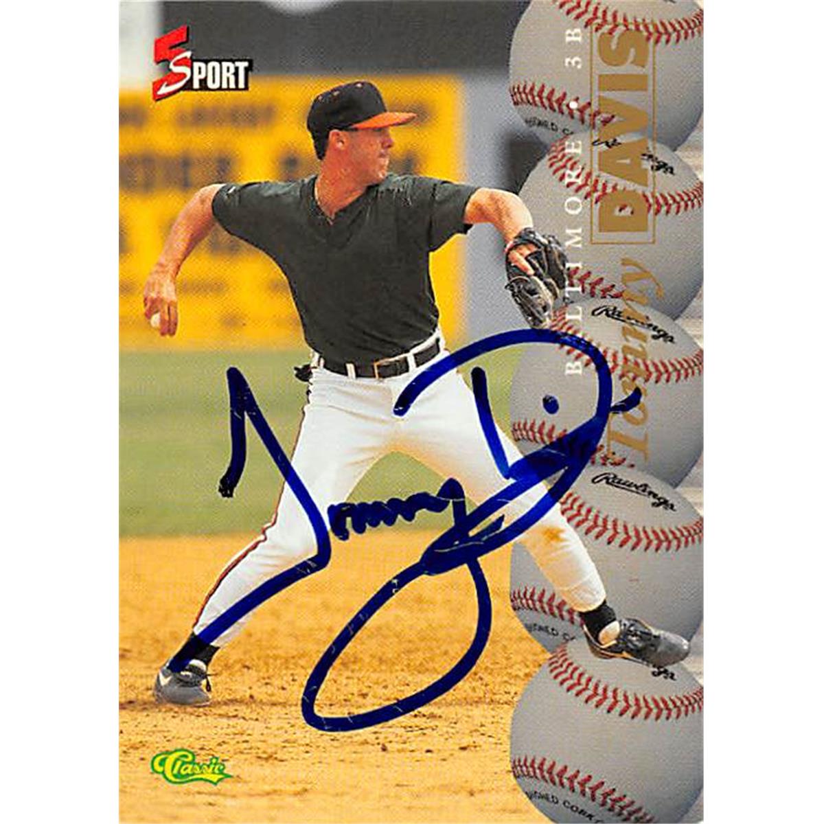 343981 Tommy Davis Autographed Baseball Card - Baltimore Orioles, FT 1996 Classic 5 Sport No. 107 Rookie