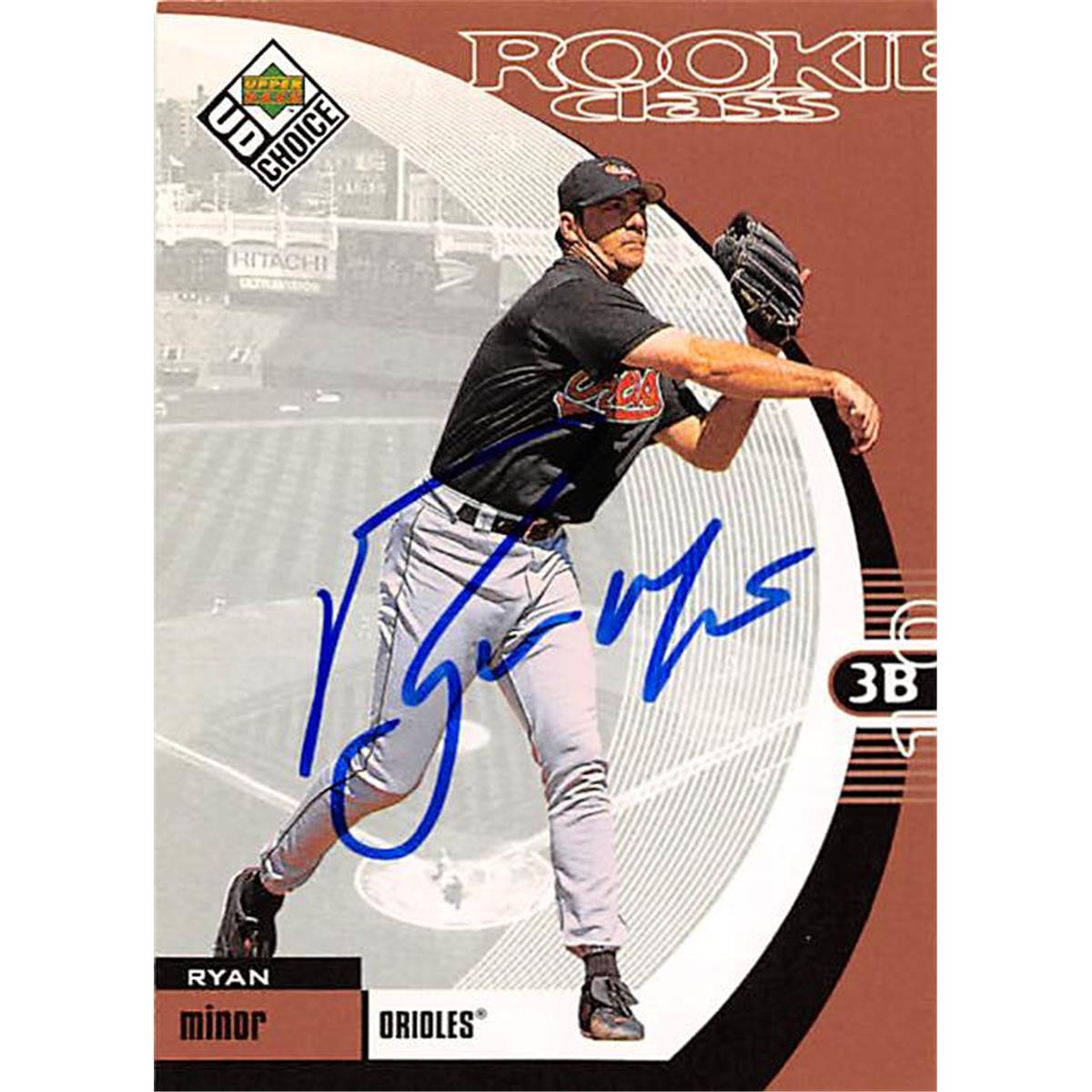 343983 Ryan Minor Autographed Baseball Card - Baltimore Orioles, FT 1999 Upper Deck Choice No. 7