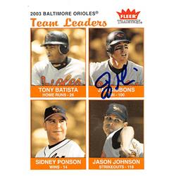 343996 Jay Gibbons Autographed Baseball Card - Baltimore Orioles, FT 2004 Fleer Tradition Team Leaders No. 14