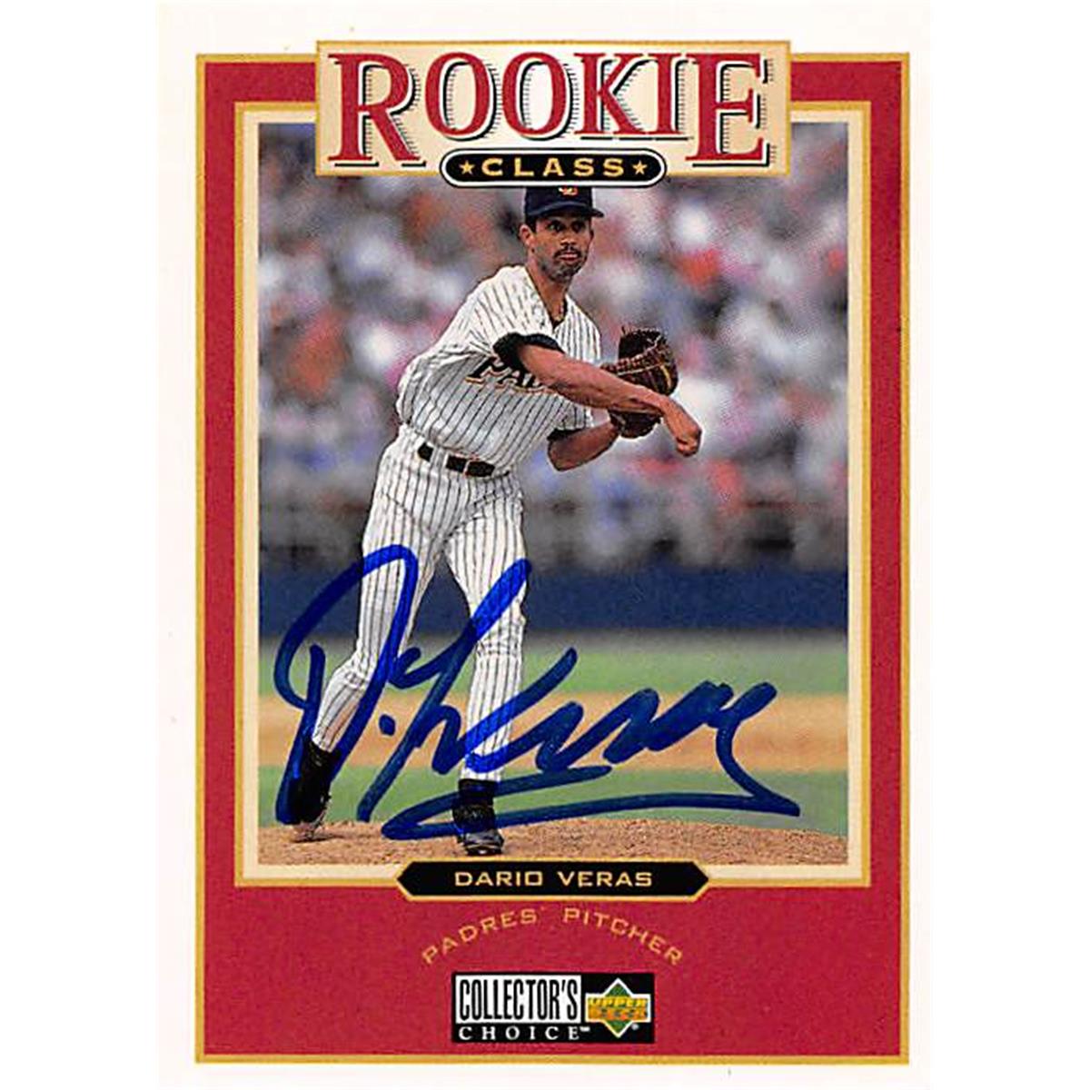 344012 Dario Veras Autographed Baseball Card - San Diego Padres FT 1997 Upper Deck Rookie Class No. 23
